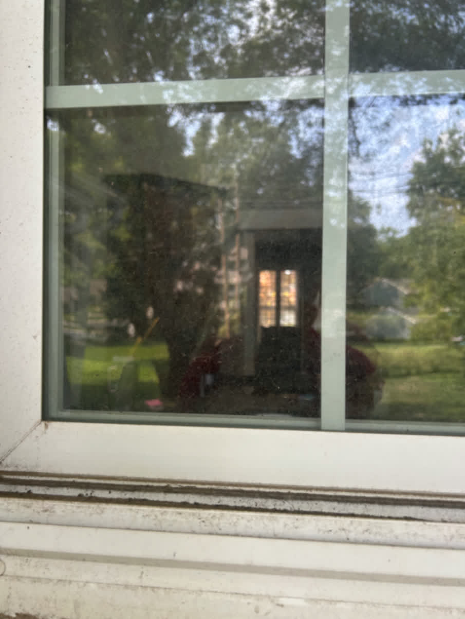 Before cleaning — Real window frame and glass — before and after cleaning