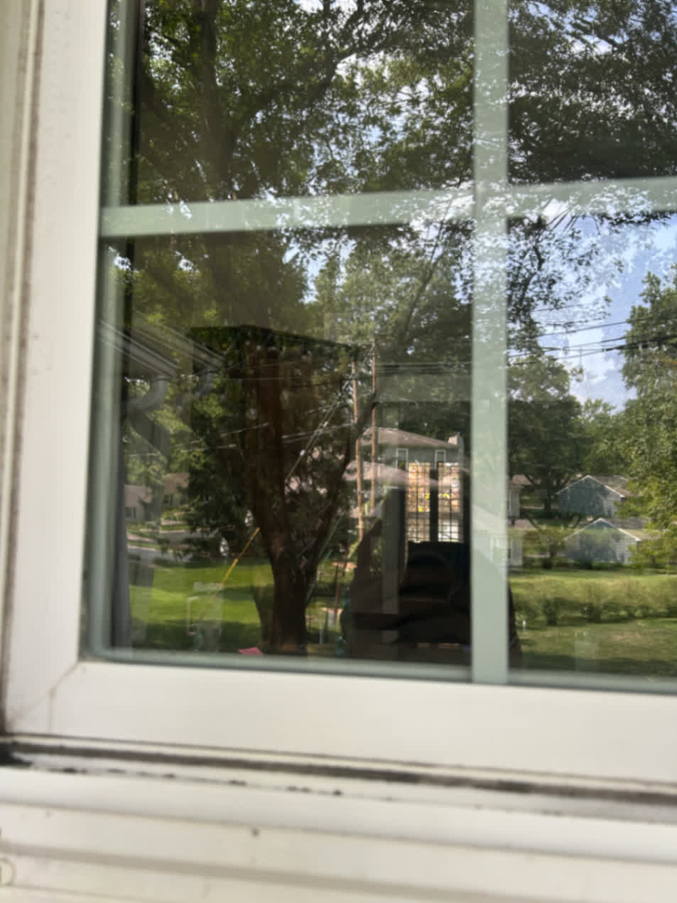 After cleaning — Real window frame and glass — before and after cleaning