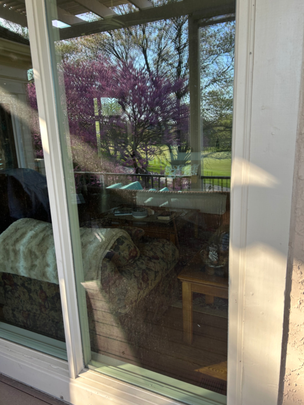 Before cleaning — Sliding patio door — before and after cleaning